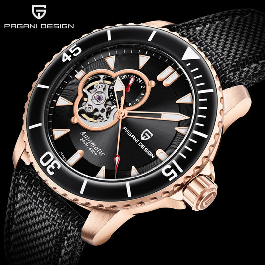 PAGANI Men's Stainless Steel Automatic Mechanical Wristwatch Sapphire Business Waterproof Tourbillon Luminous Watch