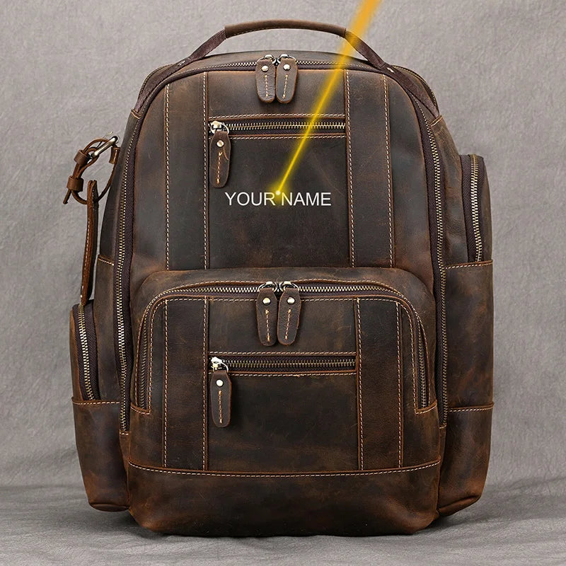 Newsbirds men's leather backpack retro luxury fashion style bagpack travel bag backpack school bag for man leather daypack men