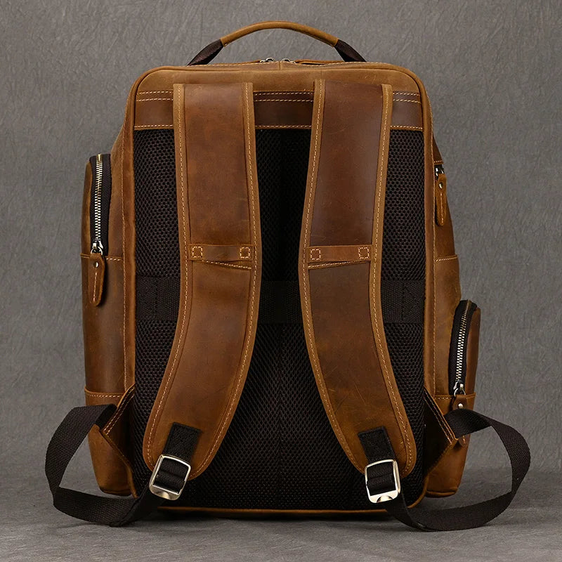 Newsbirds men's leather backpack retro luxury fashion style bagpack travel bag backpack school bag for man leather daypack men