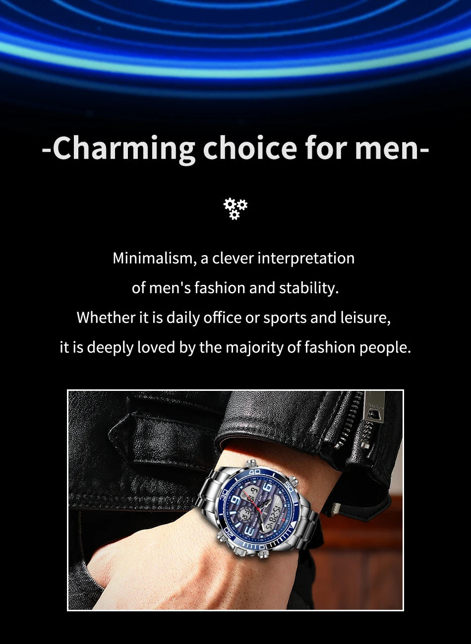 LIGE Mens Watch Top Luxury Brand Sports Military Watches Men Chronograph Quartz Wristwatch Date Digital Male Clock Reloj Hombre