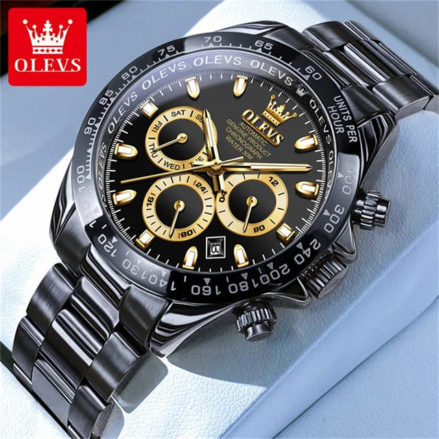 OLEVS 6638 Top Automatic Watch for Men Stainless Steel Waterproof Luminous Chronograph Auto Date Luxury Mechanical Wristwatches