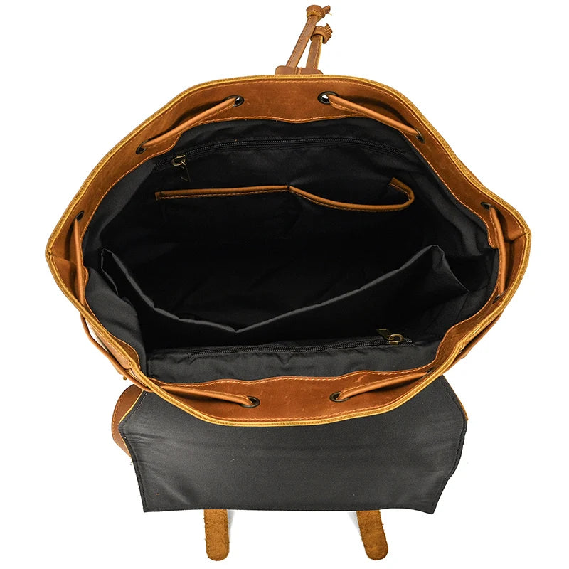 Newsbirds men's leather backpack retro luxury fashion style bagpack travel bag backpack school bag for man leather daypack men
