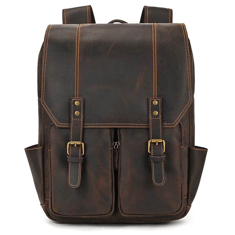 Newsbirds men's leather backpack retro luxury fashion style bagpack travel bag backpack school bag for man leather daypack men