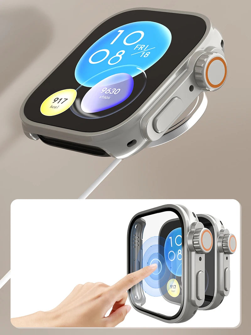 Change To Ultra Case for Huawei Watch Fit 3 4 4Pro Tempered Glass Cases Screen Protector for Huawei Fit4 Fit3 Upgrade to Ultra 2