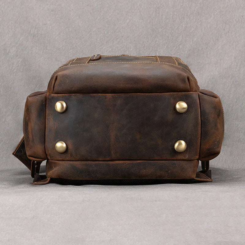 Newsbirds men's leather backpack retro luxury fashion style bagpack travel bag backpack school bag for man leather daypack men