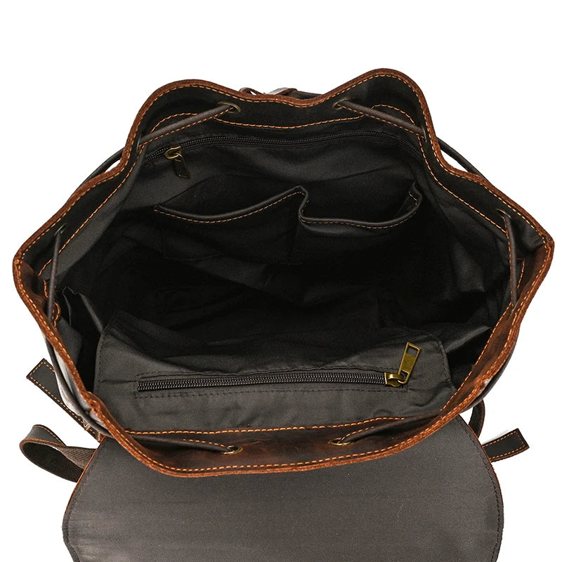 Newsbirds men's leather backpack retro luxury fashion style bagpack travel bag backpack school bag for man leather daypack men